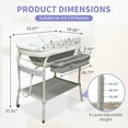 thumbnail image 7 of 2-in-1 Baby Changing Table with Bathtub, Akaber Newborn Foldable Portable Diaper Station, Adjustable Height with Wheels, Waterproof Pad, Storage Rack, 7 of 7