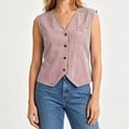 thumbnail image 6 of Fewfanhot Women's Striped V-Neck Sleeveless Vest, Button-Front Casual Waistcoat with Pocket, Lightweight Summer Tank Top, Multi Colors, S-2XL, 6 of 8