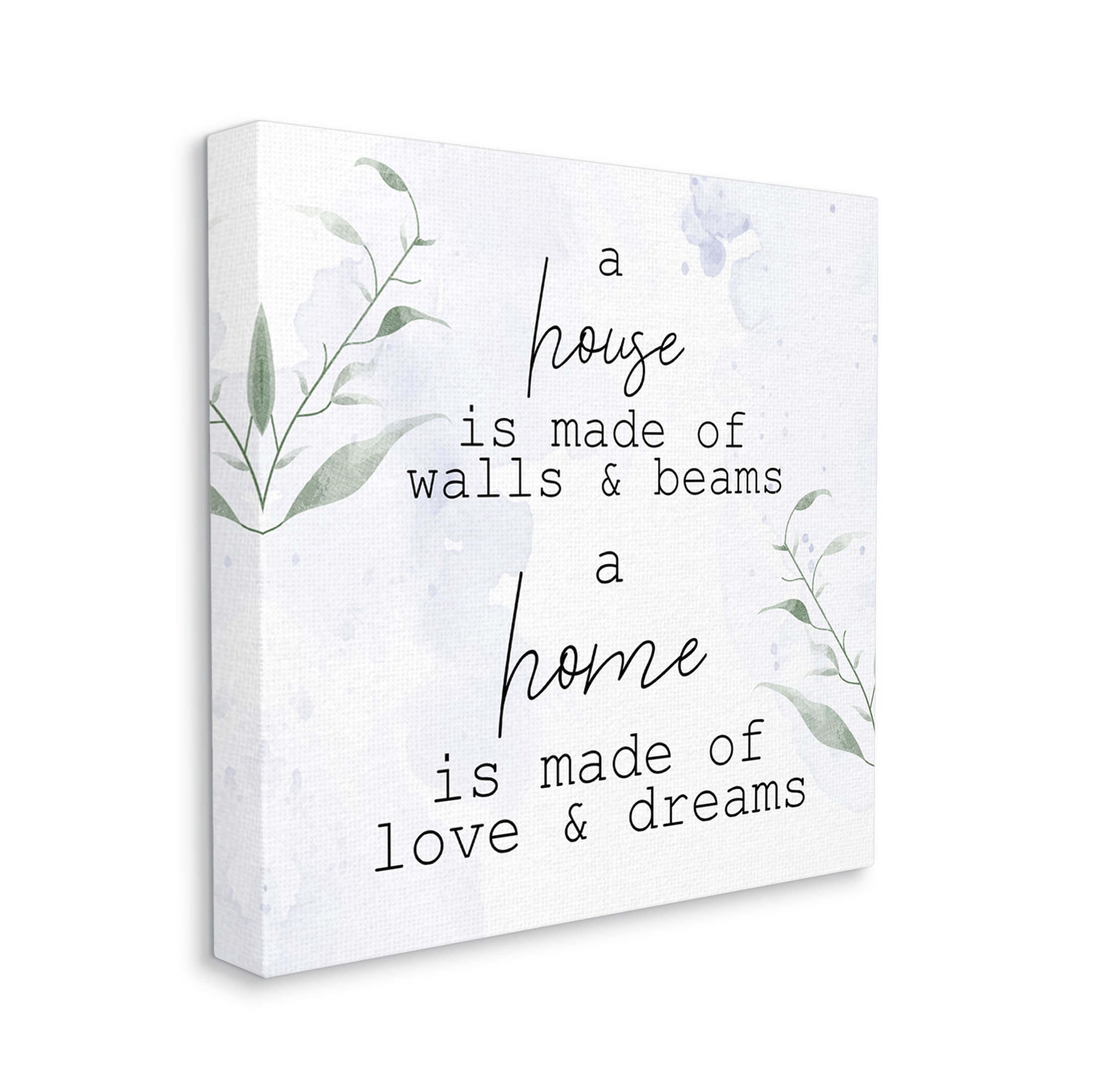 Stupell Industries Home is Love & Dreams Phrase Graphic Art Gallery Wrapped Canvas Print Wall Art, Design by Kim Allen