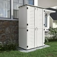 thumbnail image 3 of Decksplore Outdoor Storage Double Deck Cabinet Waterproof, Resin Vertical Outdoor Storage Shed for Patio Furniture, Garden Tools, Pool Accessories, Mower Storage (66 Cu.ft,White ), 3 of 7