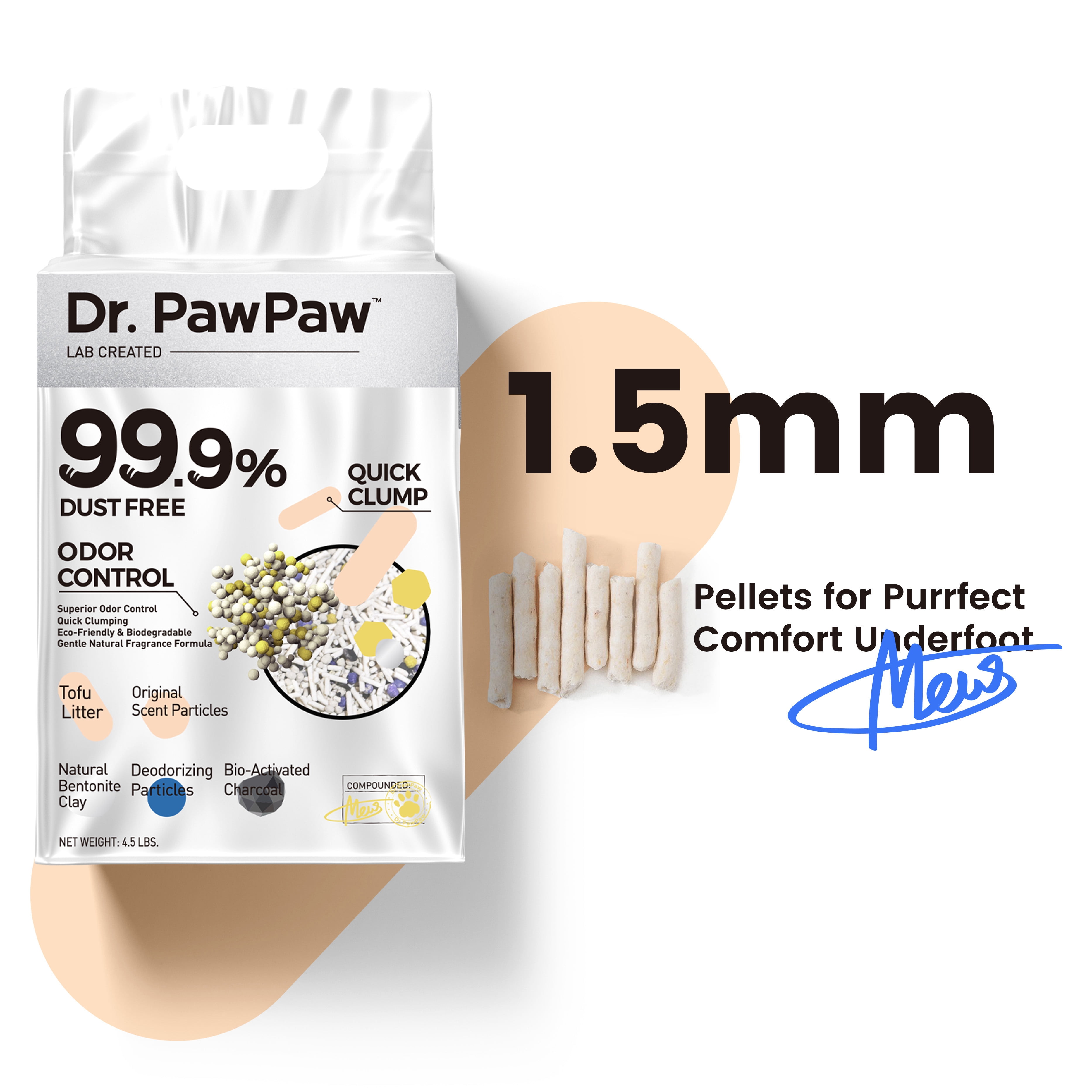 Dr. PawPaw Tofu Cat Litter, Natural Tofu Scent 45 lb, Dust-Free