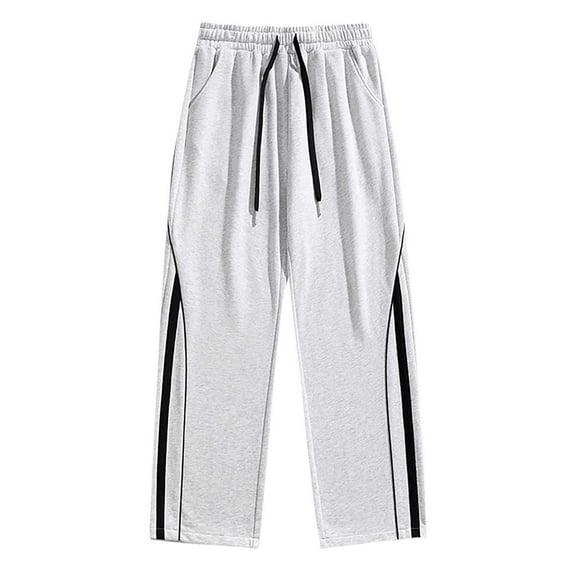 Dagugfen Sweatpants for Men Straight Leg Drawstring Loose Fashion Color Block Casual Running Trousers