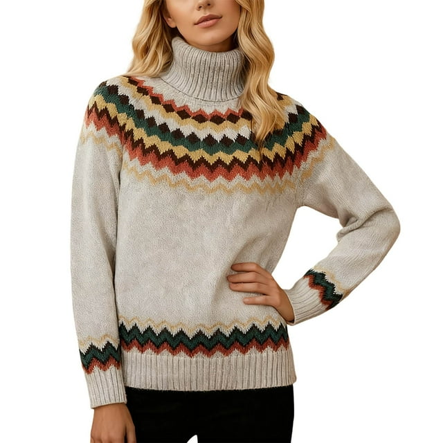 Zhanying Christmas Chandail de Noël à Enfiler Temps Froid Mignon Sweater pour Femmes Rouge Col Rond Christmas Sweater