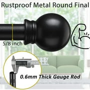 OLIYNEDY Black Curtain Rods for Windows 28 to 50, 5/8 Inch Adjustable Single Curtain Rod for Bedroom Windows Drapery Rods With Brackets