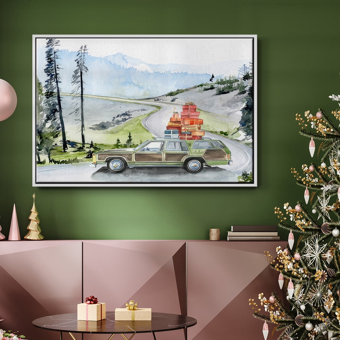 Holiday Vacation II - Framed Gallery Wrapped Holiday Canvas - 27 x 41 - White Frame
