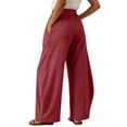 thumbnail image 3 of IYYVV Womens Elastic High Waist Wide Leg Barrel Pants Flowy Baggy Balloon Trousers Summer Beach Pants Vacation Wine L, 3 of 5