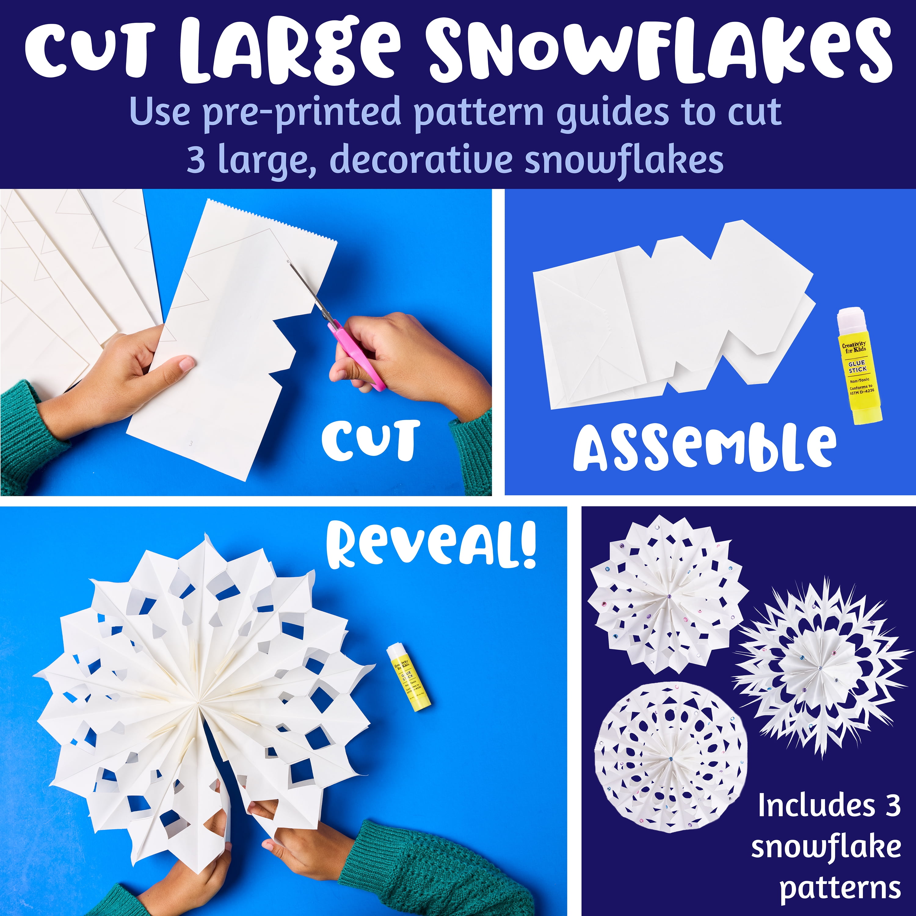 Creativity for Kids Make Your Own Snowflake Ornaments Kit | Create 8 DIY Paper & Foil Snowflakes (Ages 6+)