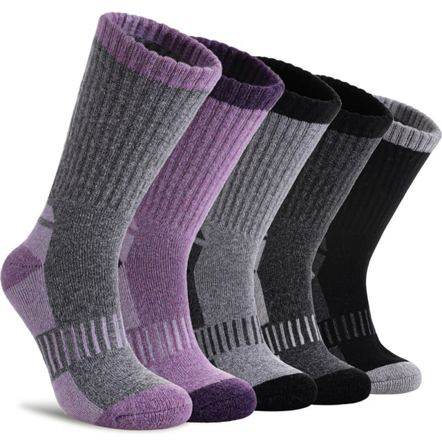 Calcetines de senderismo DYW de lana merino térmicos para invierno, 5 pares
