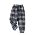 thumbnail image 2 of Boys Sweatpants Sherpa Lined Plaid Print Fleece Thick Elastic Waisted Long Pants Fuzzy Lounge Comfy Loose Joggers for Kids 2025 Winter Trousers,Sizes 2-12, 2 of 3