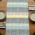 thumbnail image 5 of Boho Green 48 Inch Table Runner, Stripe Bohemian Ethnic Abstract Yellow Flower Farmhouse Dresser Scarf Cotton & Linen Tablerunner for Dining/Kitchen Island/Holiday Party Décor 13" x 48", 5 of 9