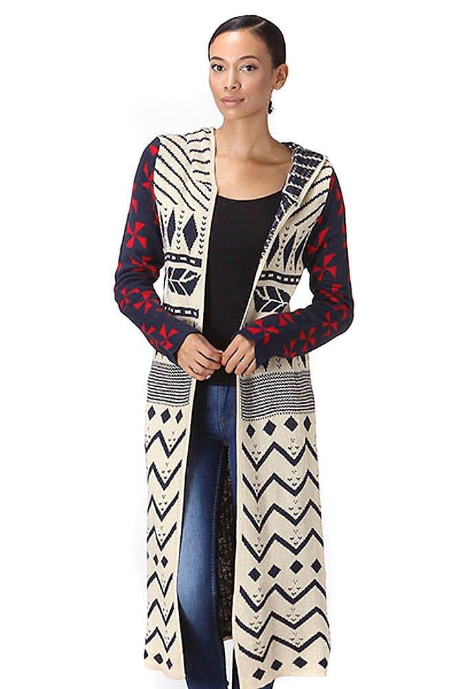 Ivory Red Tribal Aztec Open Front 