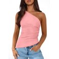 thumbnail image 1 of Remera PRETTYGARDEN Verano 2025 Y2K de un Hombro Ajustada Rosa M, 1 of 9