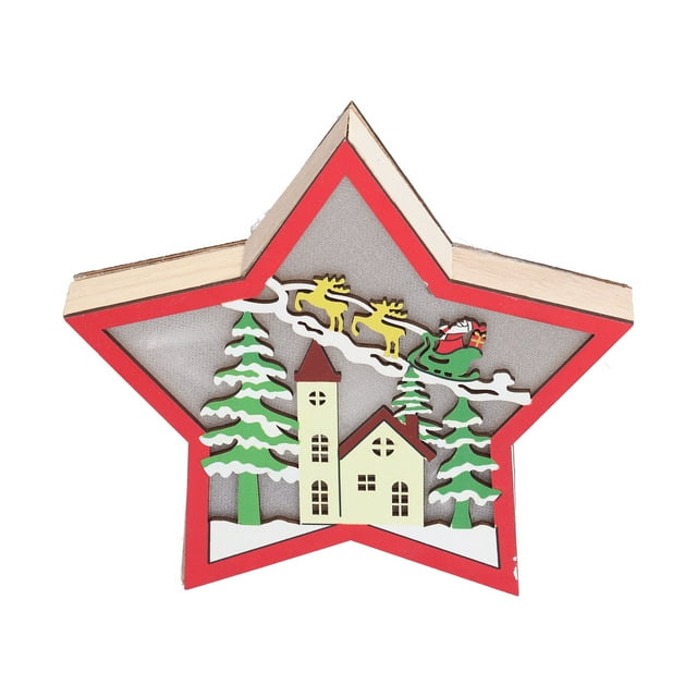 Adorno de madera LED Higoodz en forma de estrella para Decoración de Navidad
