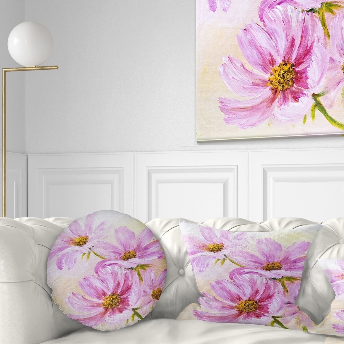 Design Art Designart Blooming Pink Cosmos Flowers Floral Throw Pillow Walmart Com Walmart Com