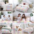 thumbnail image 5 of 3 Piece Colorful Plaid Duvet Cover Set Full Size,Microfiber Comforter/Quilt Cover with Corner Ties and 2 Pillowcases,Modern Pink Blue Yellow Stripes Checked All Season Bedding with Zipper Closure, 5 of 8