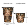 thumbnail image 2 of Lsque Whimsical Flower Crown Maiden Pattern Telescopic Pencil Bag Pen Holder Stationery Case, Stand-up Retractable Transformer Bag Organizer, 2 of 6