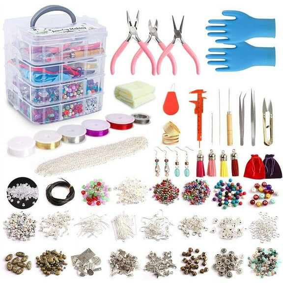 Jewelry Making Kit, 1960 pcs Jewelry Making Supplies Includes Jewelry Beads, Instructions, Findings, Wire for Bracelet, Necklace, Earrings Making Kit for Adults by Inscraft