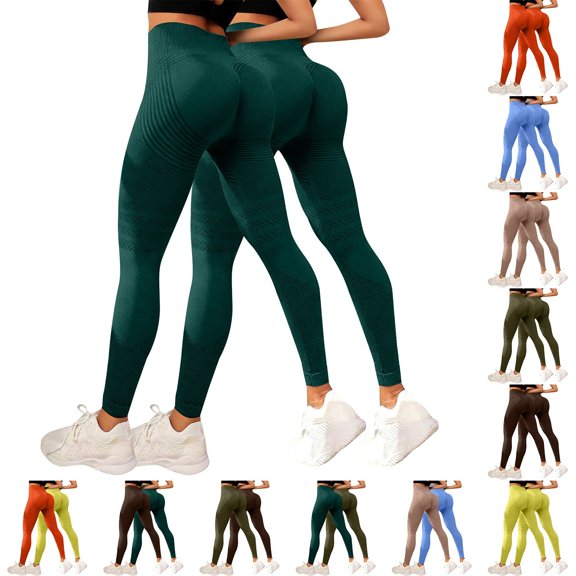 Breezora Womens High Waist Yoga Pants Thick Workout Running Leggings Tummy Control 2 Pack