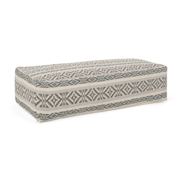 Noble House Justin Boho Rectangular Bean Bag Ottoman, Dark ...