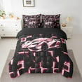 thumbnail image 2 of Erosebridal Pink Racing Car Bedding Sets Queen Size, Neon Geometric Comforter Sets with Sheets, Speed Sports Decor, Reversible, 2 of 5