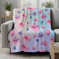 thumbnail image 2 of Spring Floral Blanket Soft Cozy Warm Throw Blanket for Couch, Plush Fuzzy Flannel Fleece Blankets for Sofa, Purple Pink Blue Flower Summer Botanical Bed Blankets Lightweight Gifts for Women, 50"x60", 2 of 9