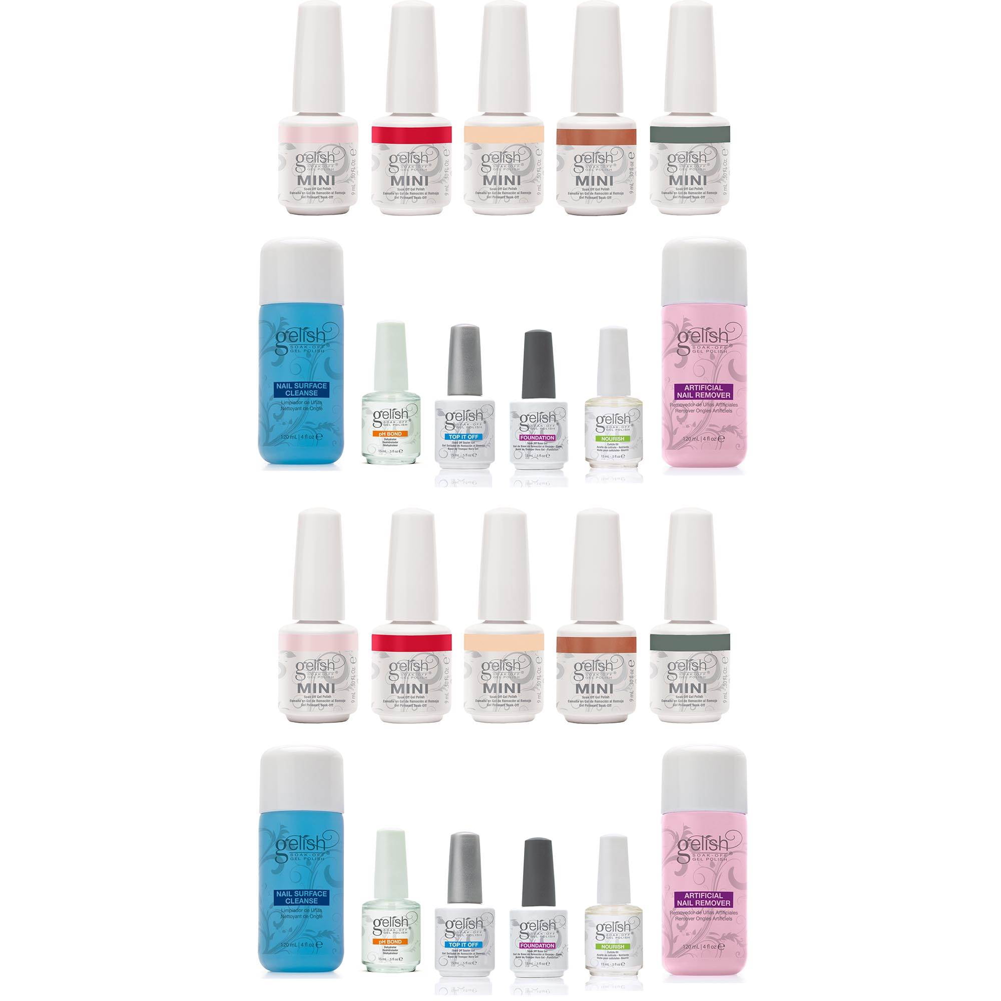 Gelish Basix Care Kit with Gelish Mini 5 Bottle Gel Nail Polish Set (2