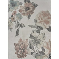 Ox Bay Ivory, Gray 8 x 10 Rose Garden Floral Area Rug