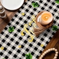 thumbnail image 3 of St. Patrick's Day Table Runner - 48 Inch Long Gnomes Gold Coin Shamrock Checkered Plaid Cotton and Linen Blended Dress Scarves Farmhouse Table Runner for Kitchen Dining, Coffee Table, 13" x 48", 3 of 8