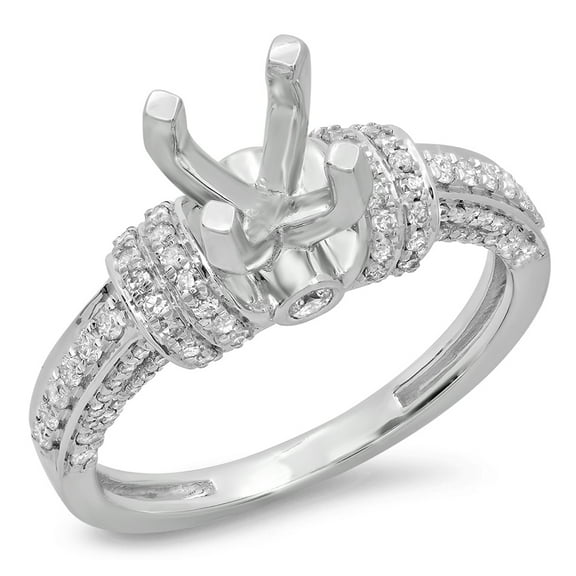 Dazzlingrock Collection 0.55 Carat (ctw) 14K Round White Diamond Bridal Semi Mount Engagement Ring 1/2 CT, White Gold, Size 7.5