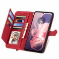 thumbnail image 3 of Decase for Motorola Moto G Power 2025 Case Wallet with Card Holder Slots & Zipper Pocket, Embossed PU Leather Flip Cover with Wrist Strap for Moto G Power 5G 2025,Red, 3 of 6