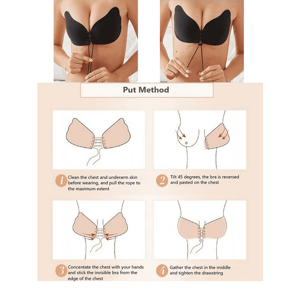 Strapless Bra for Wedding Dress Sticky Push Up Backless Bra Adhesive  Invisible Lift Up Bra for Evening Dresses, Swimsuits (A, Black) at   Women's Clothing store