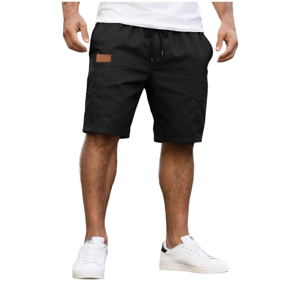 Gibobby Mens Shorts Elastic Shorts For Men Big And Tall 1Pack Men's Athletic Gym Shorts Basketball Hiking Pants Elastic Waistband with Zipper Pocket(M,Black)