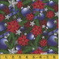 thumbnail image 2 of Mook Fabrics Christmas Blue Ornaments and Ribbons Poinsettias 100% Cotton Fabric By the yard, 2 of 3