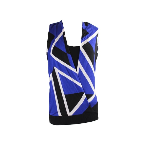 inc international concepts blue multi surplice colorblocked top xl