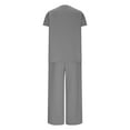 thumbnail image 6 of Hoodie Elastic Blouse Sweatsuit Womens Two Piece Vacation Outfits Casual Short Sleeve Pullover Tops and Wide Leg Cropped Pant Loungewear Knit Sets Gray XXL, 6 of 9