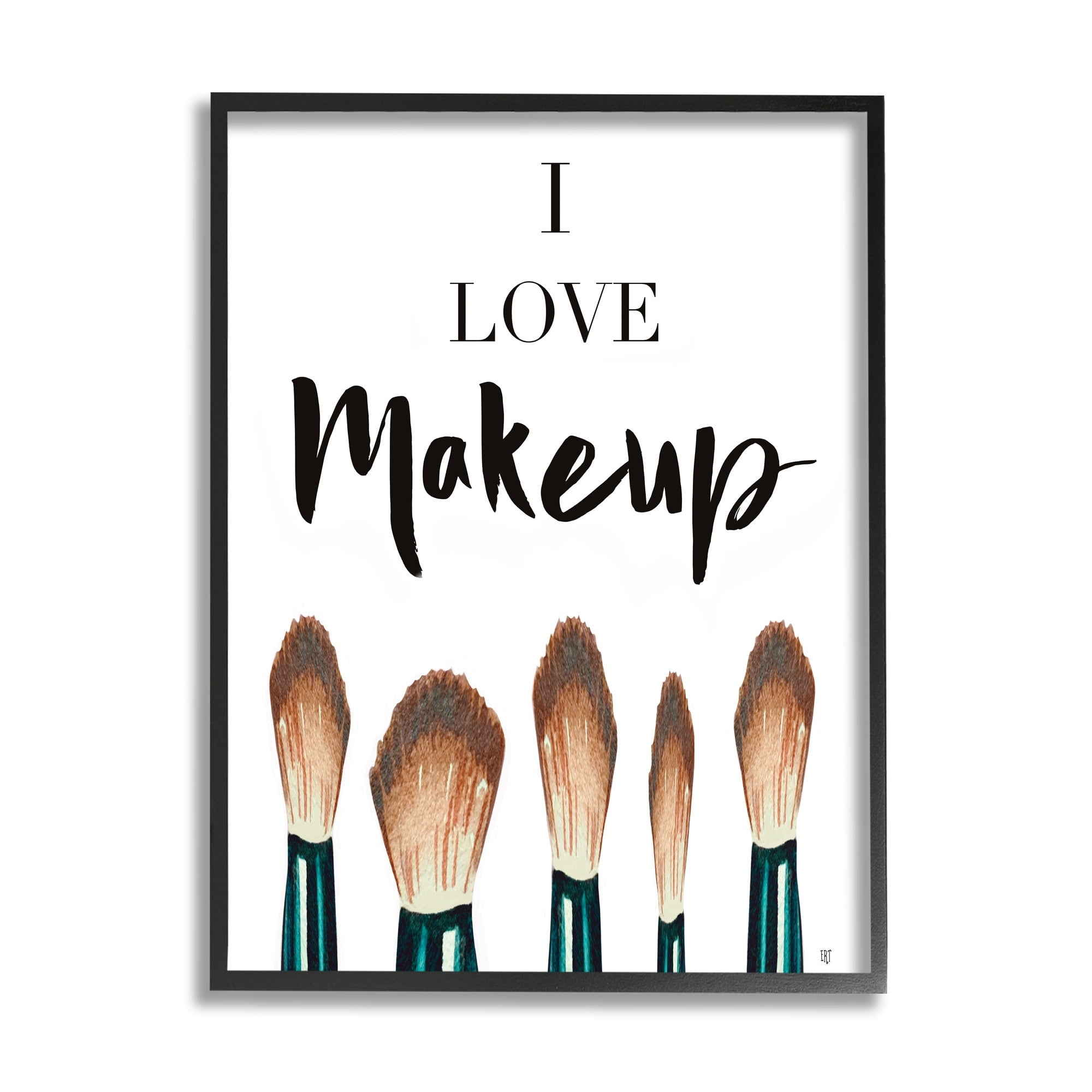 Stupell Industries I Love Makeup Expression Glam Cosmetic Brushes,16 x 20,Designed by Elizabeth Tyndall