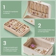 thumbnail image 2 of LEDREM 2-Layer Jewelry Organizer Box, Travel Case with Removable Tray & Necklace Hooks - Compact Storage for Earrings, Rings, Bracelets, Gift for Women, Cloud White, 2 of 5