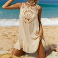 thumbnail image 6 of Abomasnow Beach Cover Up for Women Cute Boho Dress Hem Ruffle Hollow Out Sleeveless Swim Cover Up Dress Bikini Cover Ups for Swimwear on Clearance, 6 of 6