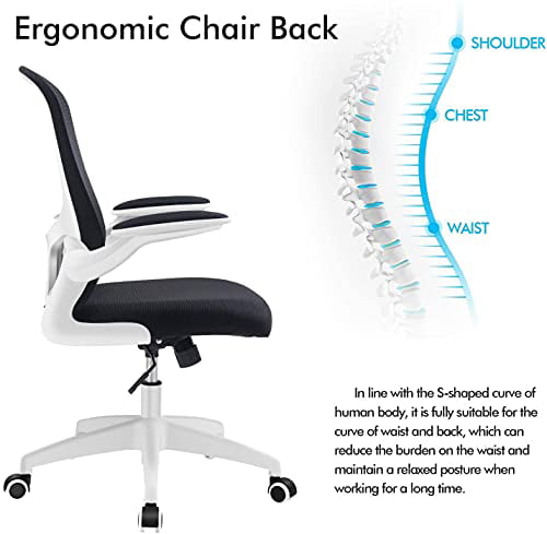 Backrest with Breathable Mesh Black Swivel Computer Mesh Chair with Lumbar Support and Flip-up Arms FelixKing Ergonomic Desk Chair with Adjustable Height Office Chair