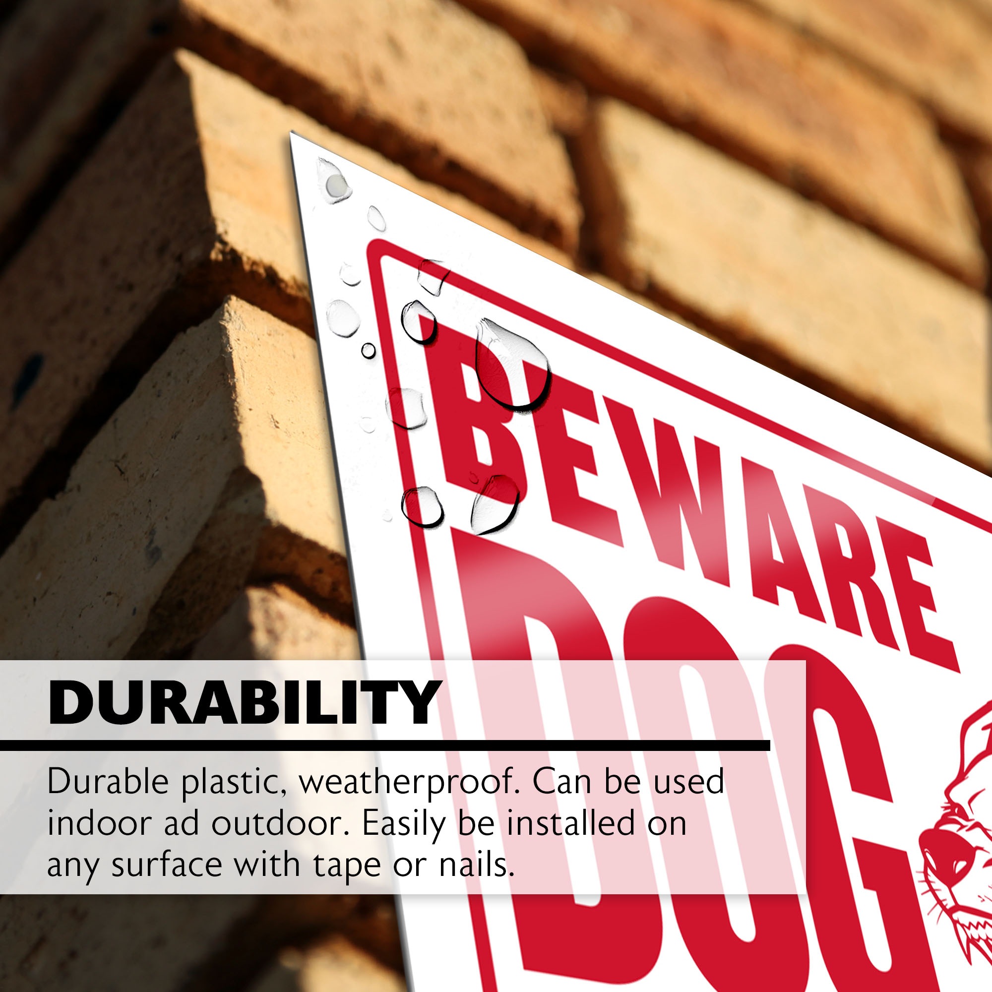 BAZIC Beware of Dog Sign 9"X12", Waterproof Indoor Signage, 4-Pack