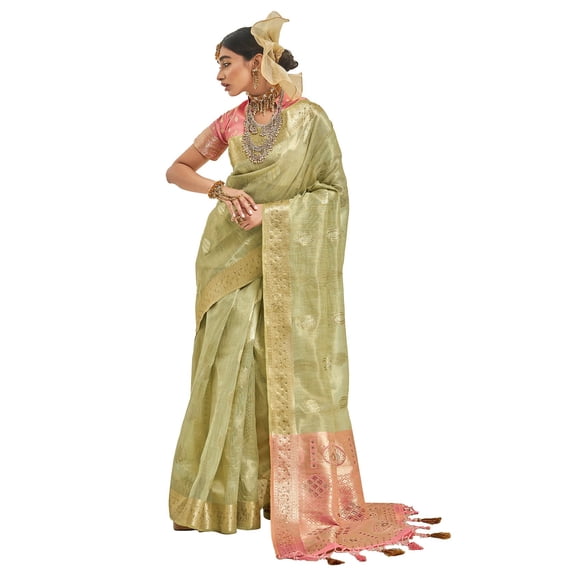 Traditional Ethnicwear Green Art Silk Woven Saree