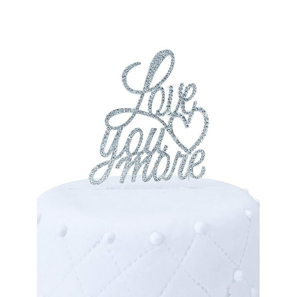 Love You More By Unik Occasions Rhinestone Wedding Anniversary Engagement Party Cake Topper Walmart Com Walmart Com