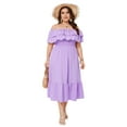 thumbnail image 2 of Yesfashion Women Plus Size Off Shoulder Maxi Dress Ruffle Flowy Casual Summer Boho Long Dresses, 2 of 9