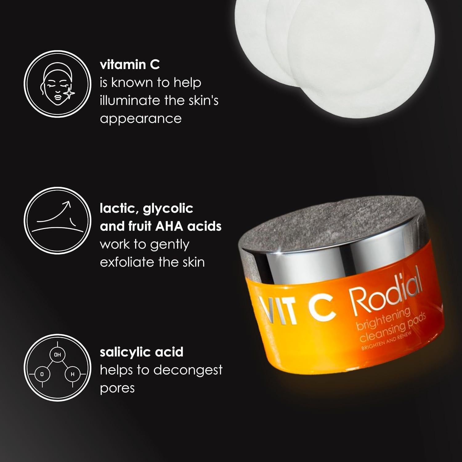 Rodial Vitamin C Brightening Facial Pads, 50 count
