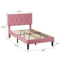 thumbnail image 3 of VECELO Twin Bed Frame, Pink Twin Size Upholstered Bed with Button Tufted Headboard, Easy To Assemble, No Box Spring Needed, Pink, 3 of 7