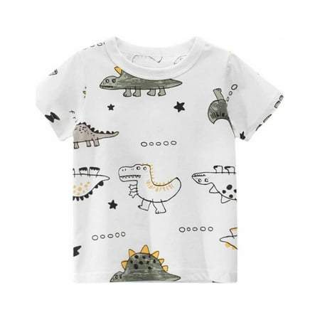 

VERUGU Boys T Shirts Baby Boys Round Neck Short Sleeve Cotton Fashion English Print T-shirt White