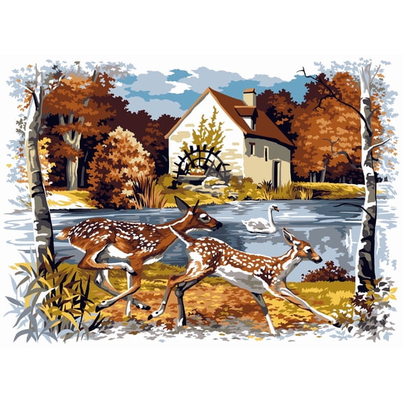 Needlepoint canvas for halfstitch without yarn Season Of Leaves SE929.674 Seg De Paris Printed Tapestry Canvas