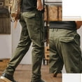 thumbnail image 4 of Xzbqbs Work Pants for Men Cotton Casual Elastic Waist Straight Cargo Pants Stretch Lightweight Tactical Pants with Multi Pockets, 4 of 5
