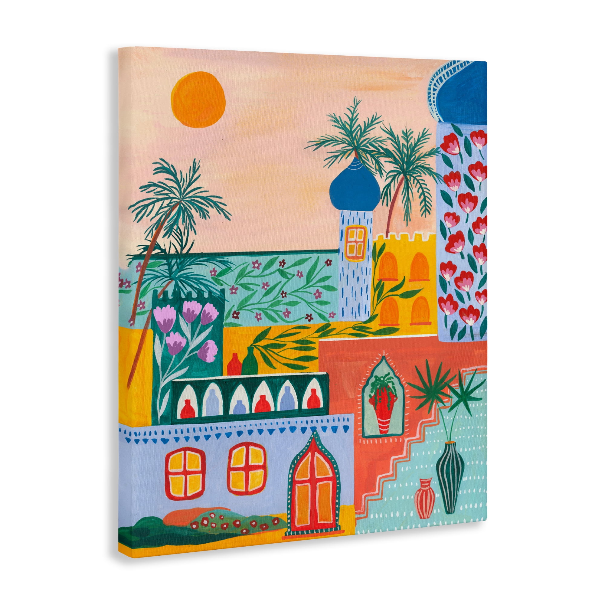 Egyptian City Architecture Canvas Wall Art, design by Nabeela Rumi