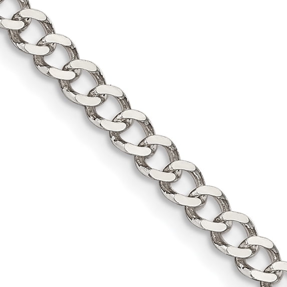 925 Sterling Silver 4.25mm Open Diamond-cut Curb Chain Necklace 24 inch for Female